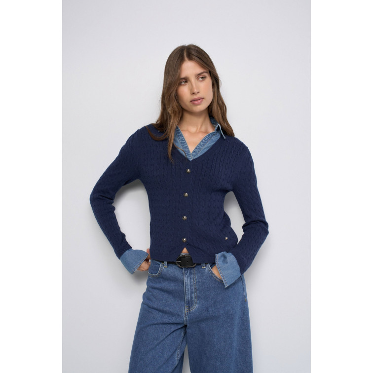 JERSEY MUJER  SALSA JEANS KNIT SWEATER WITH DENIM APPLIC