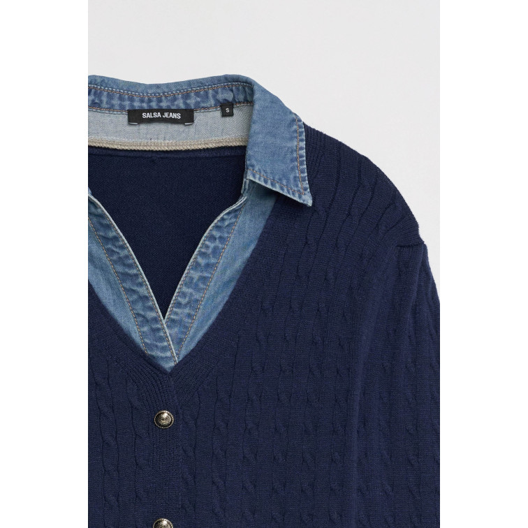 JERSEY MUJER  SALSA JEANS KNIT SWEATER WITH DENIM APPLIC