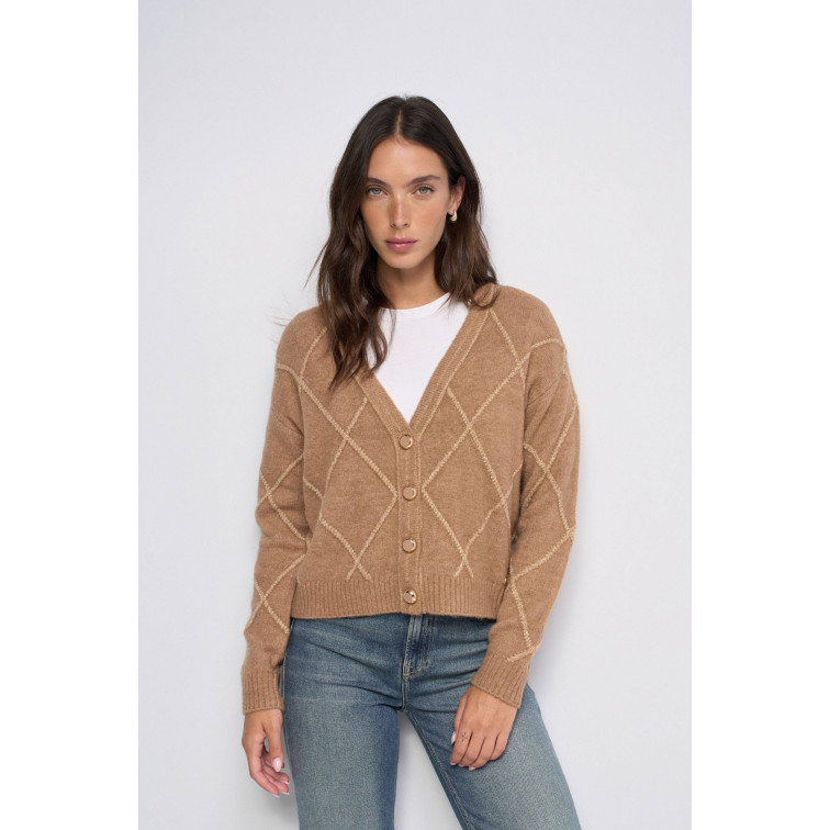  SALSA JEANS LUREX KNIT CARDIGAN WITH V-NEC