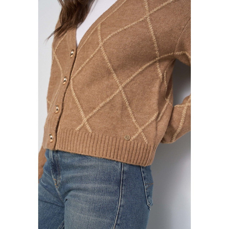  SALSA JEANS LUREX KNIT CARDIGAN WITH V-NEC