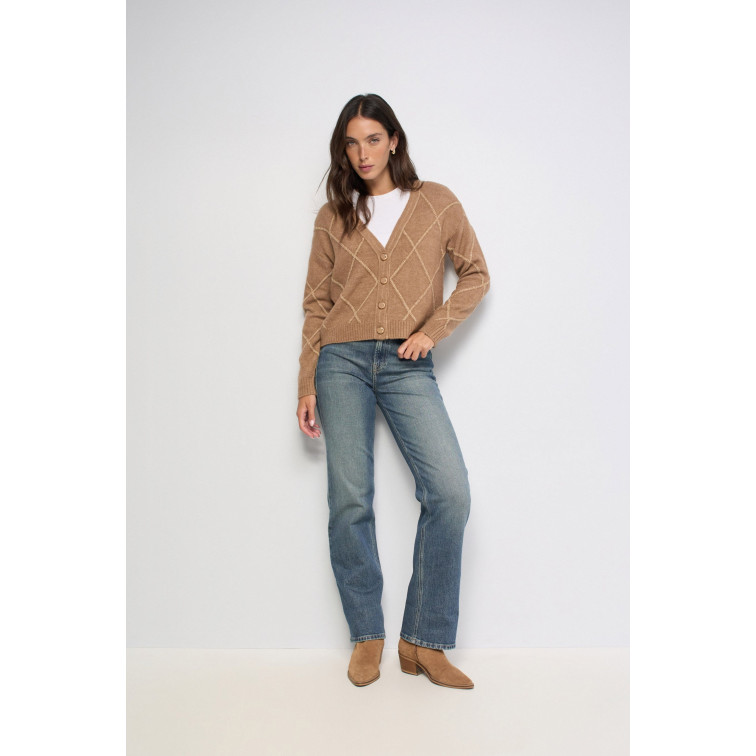  SALSA JEANS LUREX KNIT CARDIGAN WITH V-NEC
