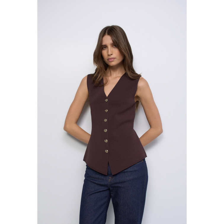 CAMISETA MUJER  SALSA JEANS KNIT VEST WTH METAL BUTTONS
