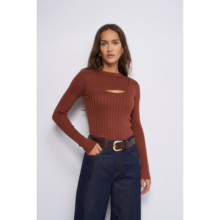 CAMISETA MUJER  SALSA JEANS LUREX KNIT LONG SLEEVE W/ FRON