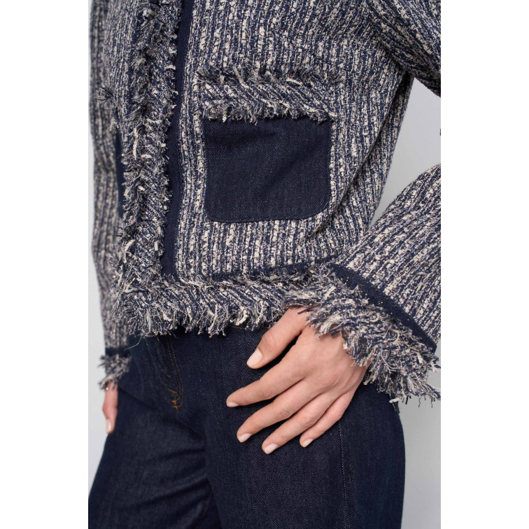 ABRIGO MUJER  SALSA JEANS TWEED JACKET WITH FRINGES