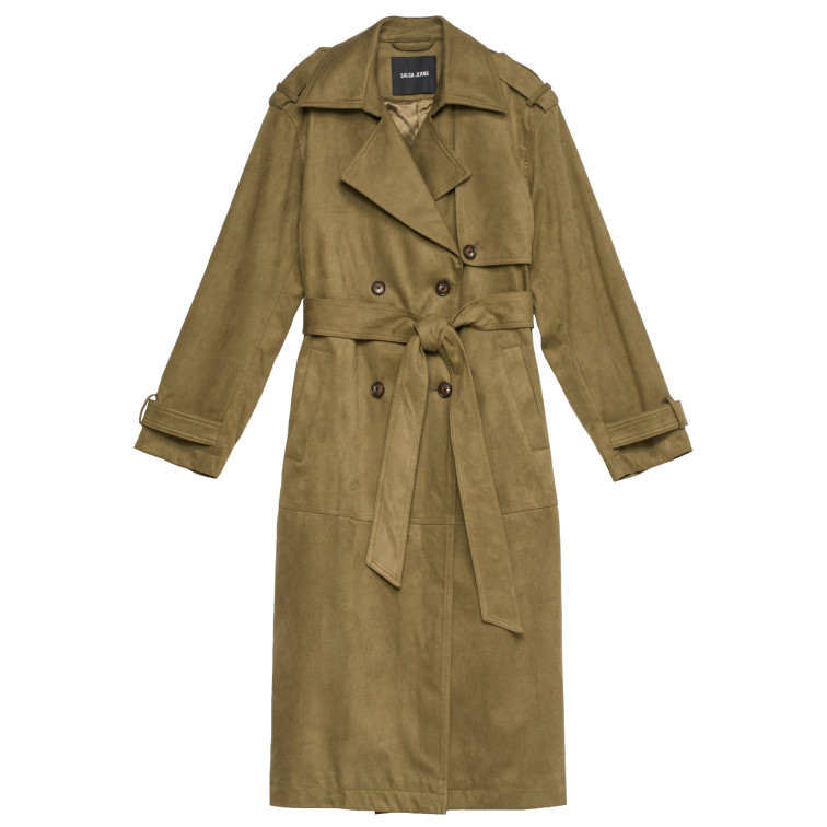 ABRIGO MUJER  SALSA JEANS FAKE SUEDE LONG TRENCH COAT