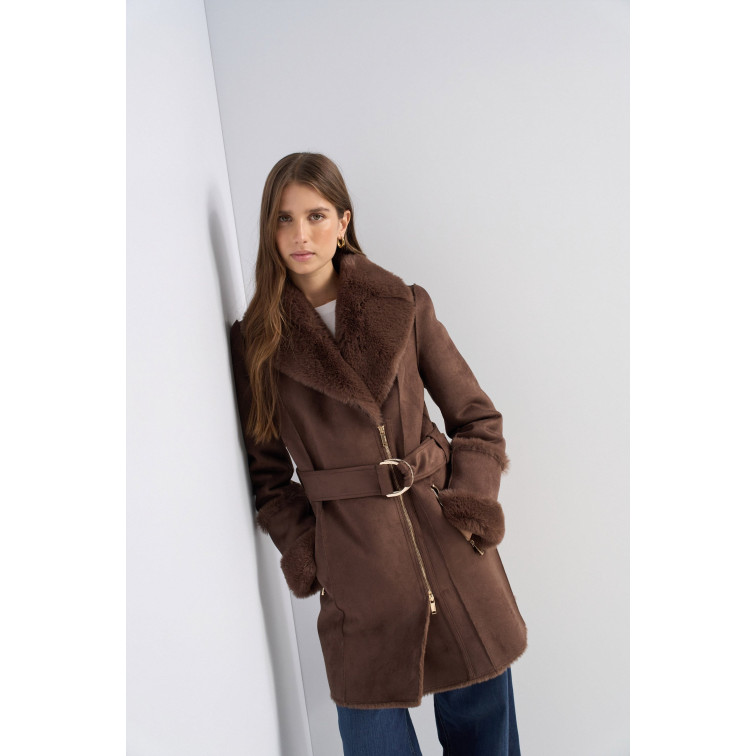 ABRIGO MUJER  SALSA JEANS DIANA LONG SHEARLING COAT