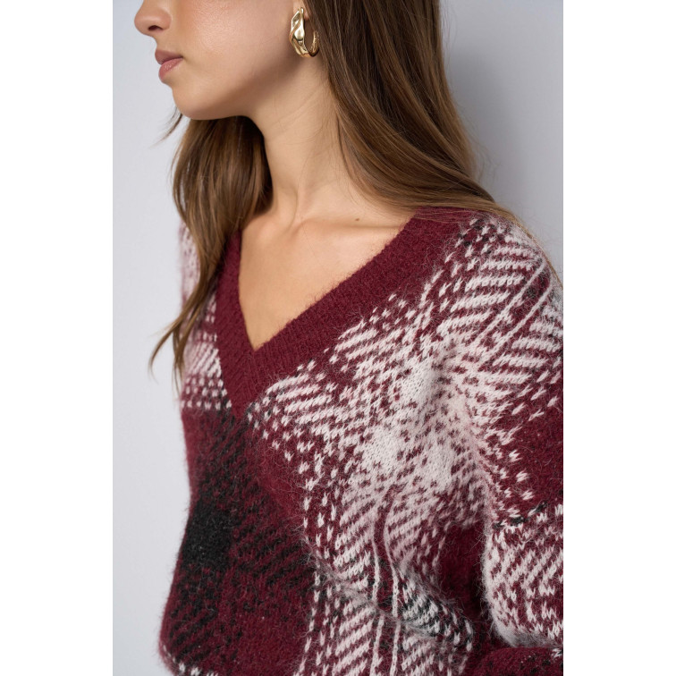 MUJER WOOL BLEND SWEATE WITH CHESS P 730