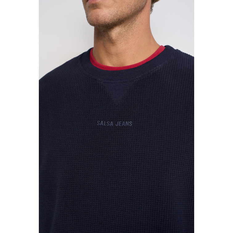 SUDADERA HOMBRE  SALSA JEANS SOFT WAFFLE FLEECE W/ 3D PRINT