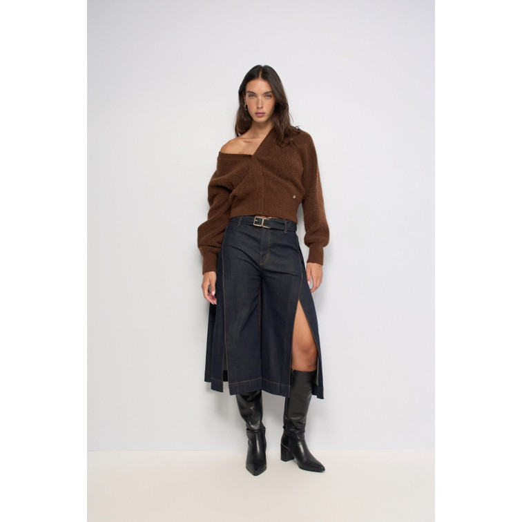 PANTALÓN MUJER  SALSA JEANS CHINO CROPPED WIDE W/ SIDE DET
