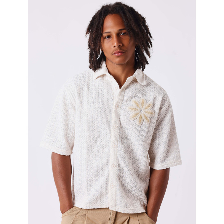 CAMISA BORDADA CALADA HOMBRE PROJECT X PARIS CON FLOR