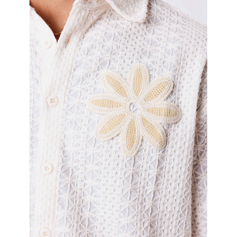CAMISA BORDADA CALADA HOMBRE PROJECT X PARIS CON FLOR