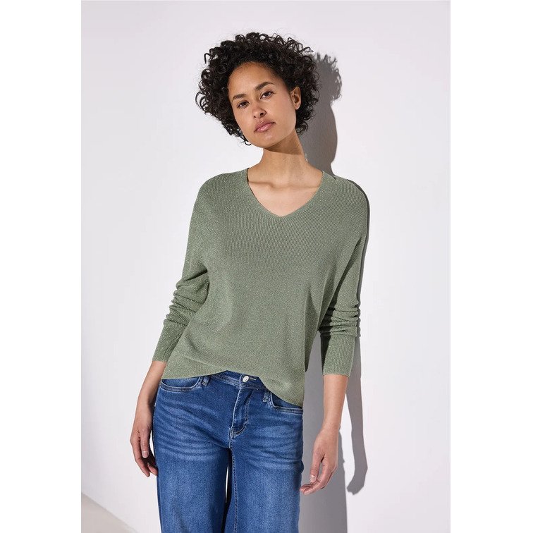 JERSEY MUJER  STREET LTD_QR_LUREX V-NECK SWEATER