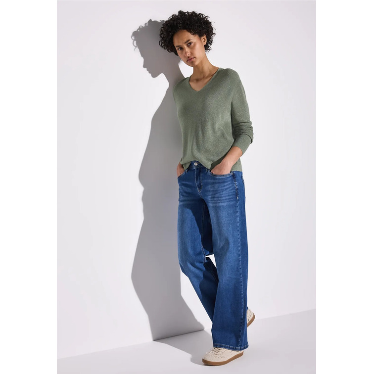 JERSEY MUJER  STREET LTD_QR_LUREX V-NECK SWEATER
