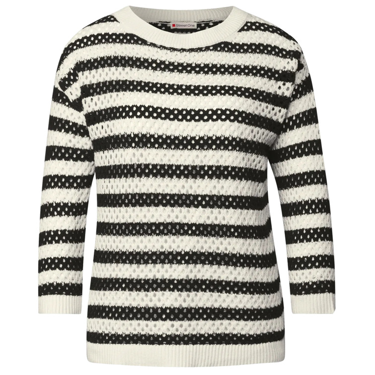 JERSEY MUJER  STREET COSY STRIPED MESH SWEATER
