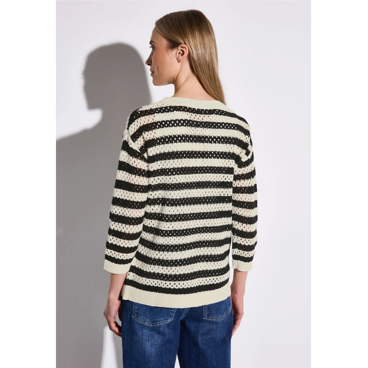 JERSEY MUJER  STREET COSY STRIPED MESH SWEATER