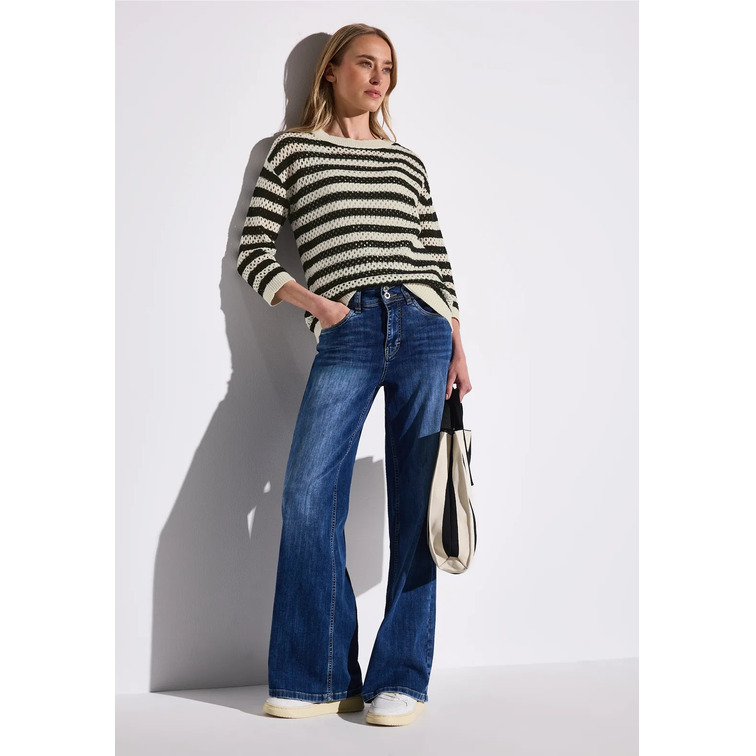 JERSEY MUJER  STREET COSY STRIPED MESH SWEATER