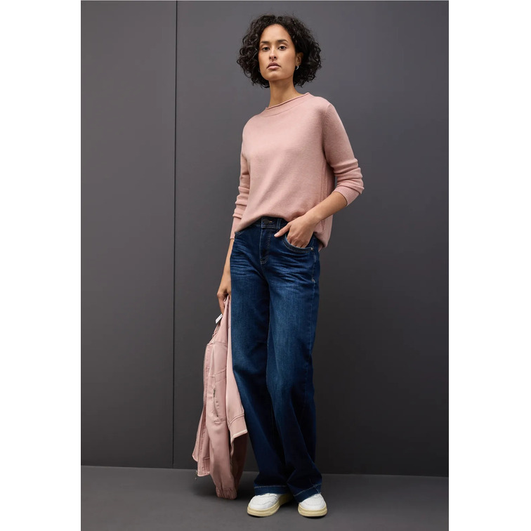 JERSEY MUJER  STREET QR_ROLLED EDGE COLLAR SWEATER