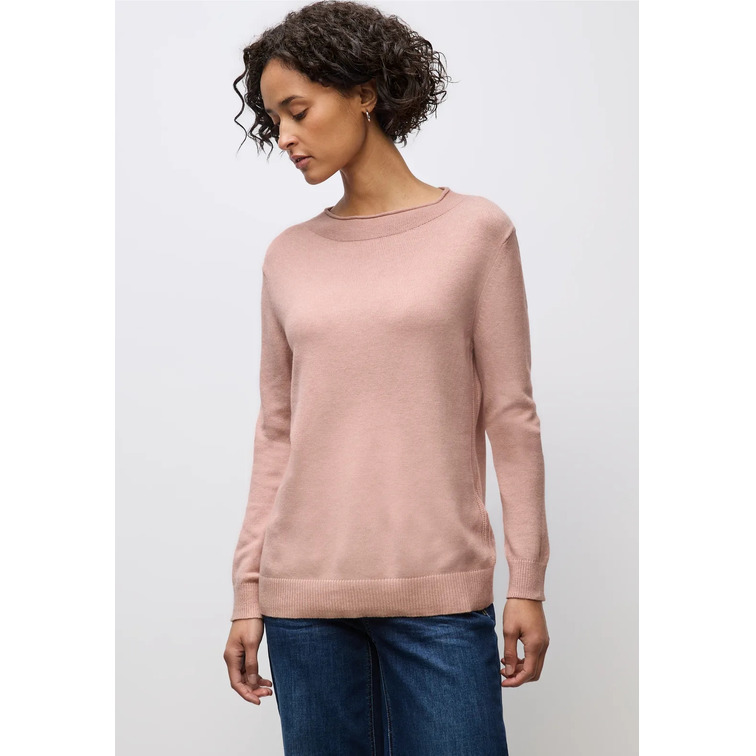 JERSEY MUJER  STREET QR_ROLLED EDGE COLLAR SWEATER