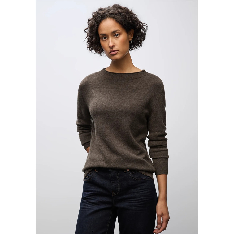 JERSEY MUJER  STREET QR_ROLLED EDGE COLLAR SWEATER