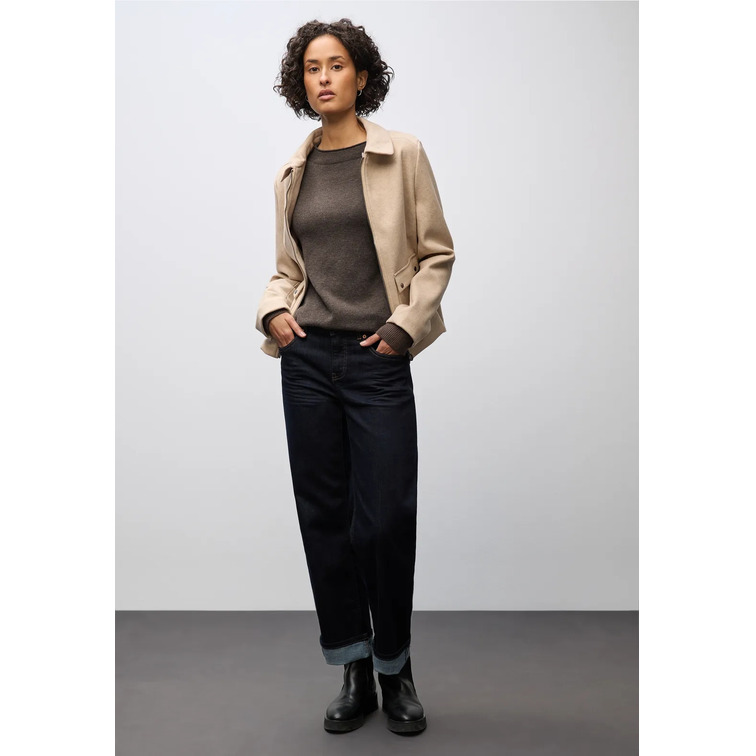 JERSEY MUJER  STREET QR_ROLLED EDGE COLLAR SWEATER