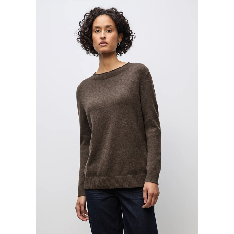 JERSEY MUJER  STREET QR_ROLLED EDGE COLLAR SWEATER
