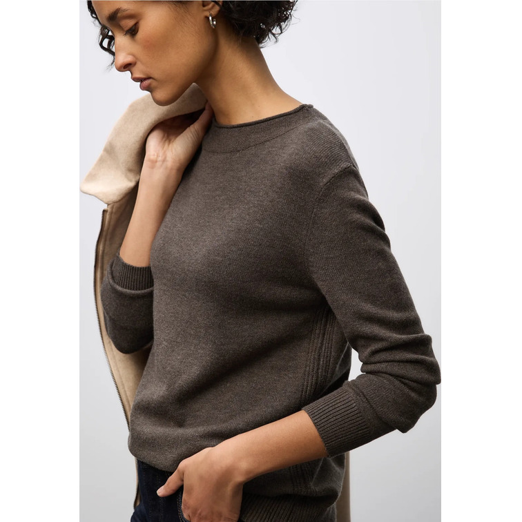 JERSEY MUJER  STREET QR_ROLLED EDGE COLLAR SWEATER