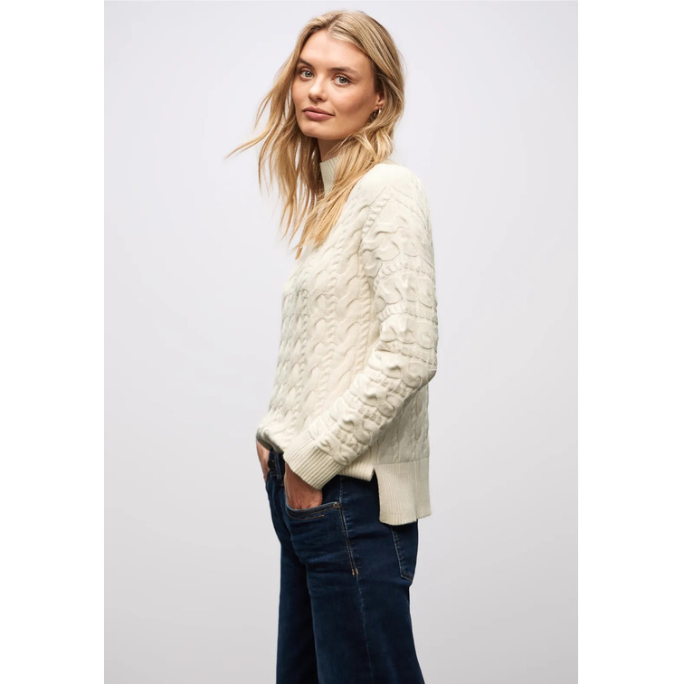 JERSEY MUJER  STREET LTD QR_TURTLE NECK CABLE SWEAT