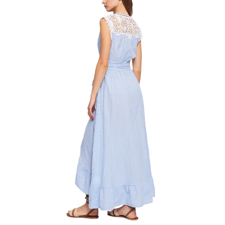 VESTIDO LARGO CRUZADO A RAYAS MUJER GAUDI