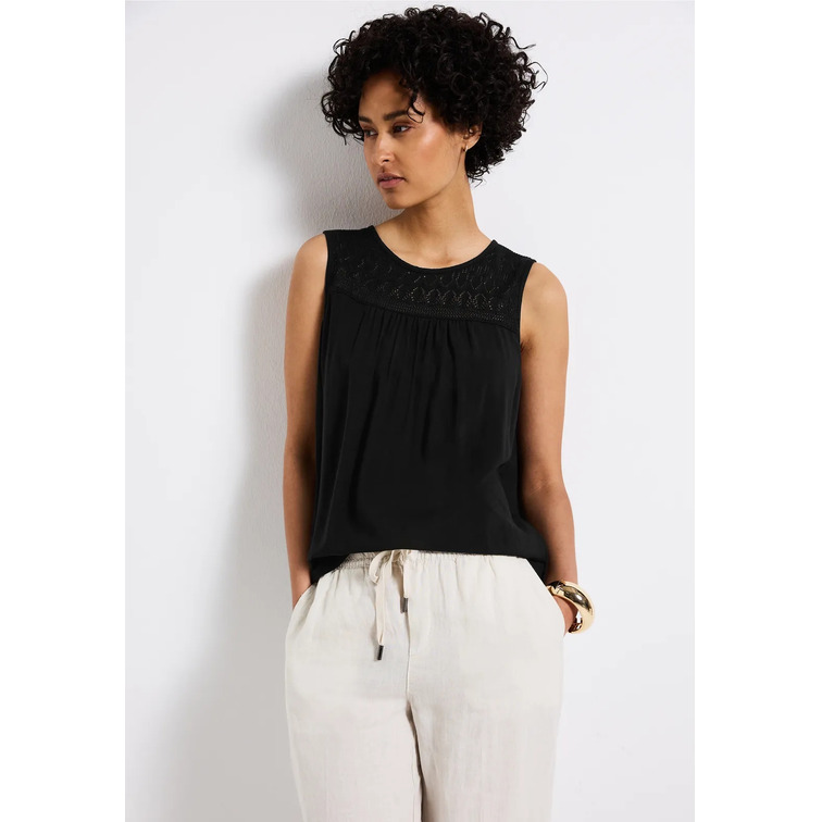 CAMISA MUJER  STREET MAT-MIX TOP W.AJOUR YOKE