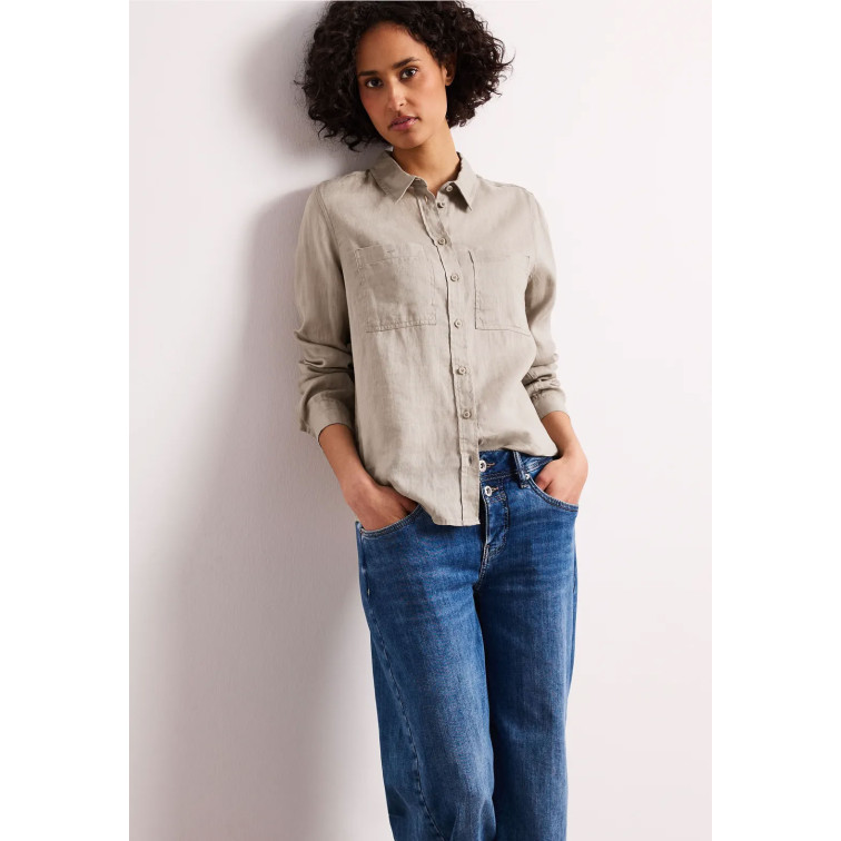 MUJER SOL_SOLID SHIRTCOLLAR BLOUSE W 17278