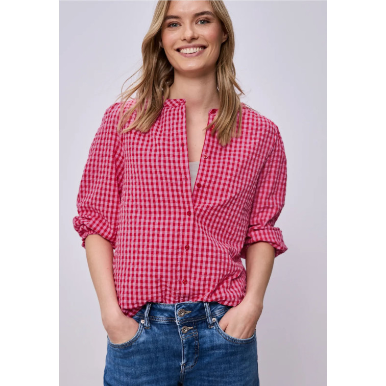 MUJER VICHY BUTTONED ROUNDNECK BLOUS 27504