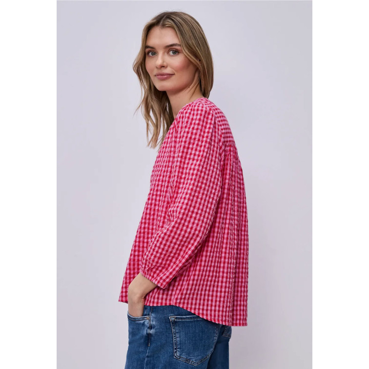 MUJER VICHY BUTTONED ROUNDNECK BLOUS 27504