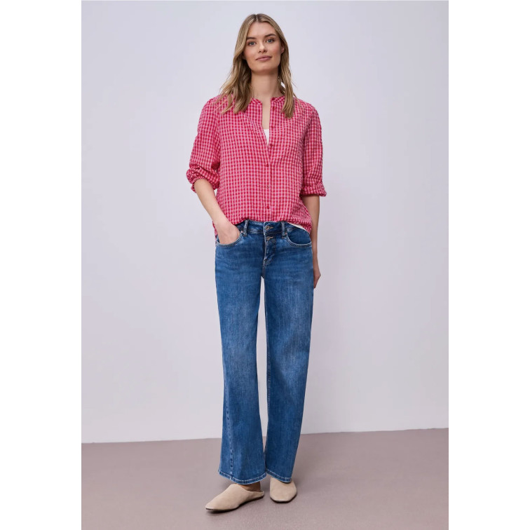 MUJER VICHY BUTTONED ROUNDNECK BLOUS 27504