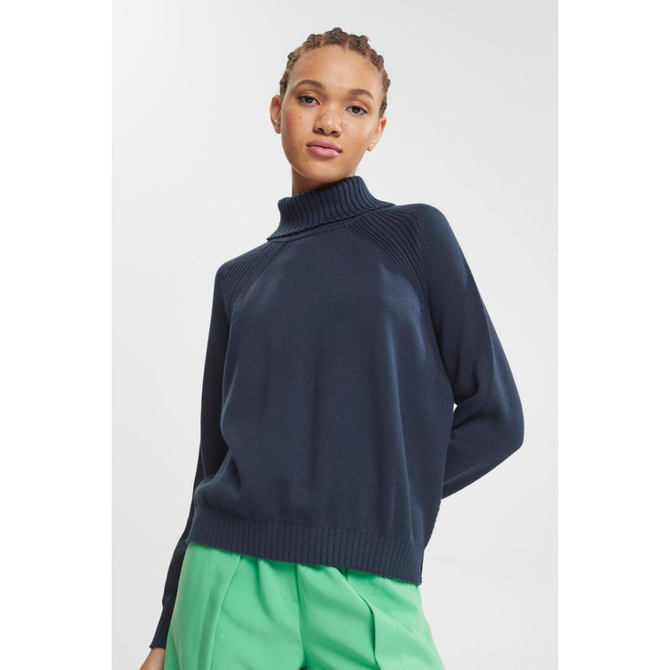 JERSEY DE ALGODÓN CON CUELLO VUELTO MUJER ESPRIT
