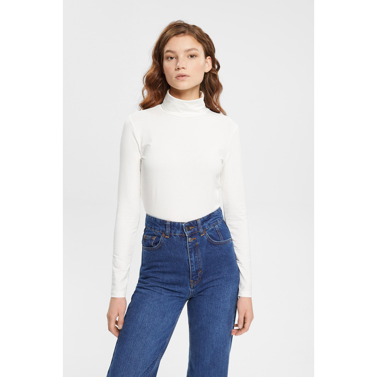 CAMISETA DE MANGA LARGA CON CUELLO VUELTO MUJER ESPRIT