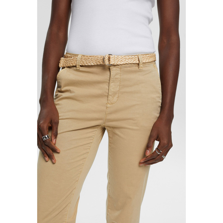 PANTALÓN CHINO CROPPED CON CINTURÓN MUJER ESPRIT