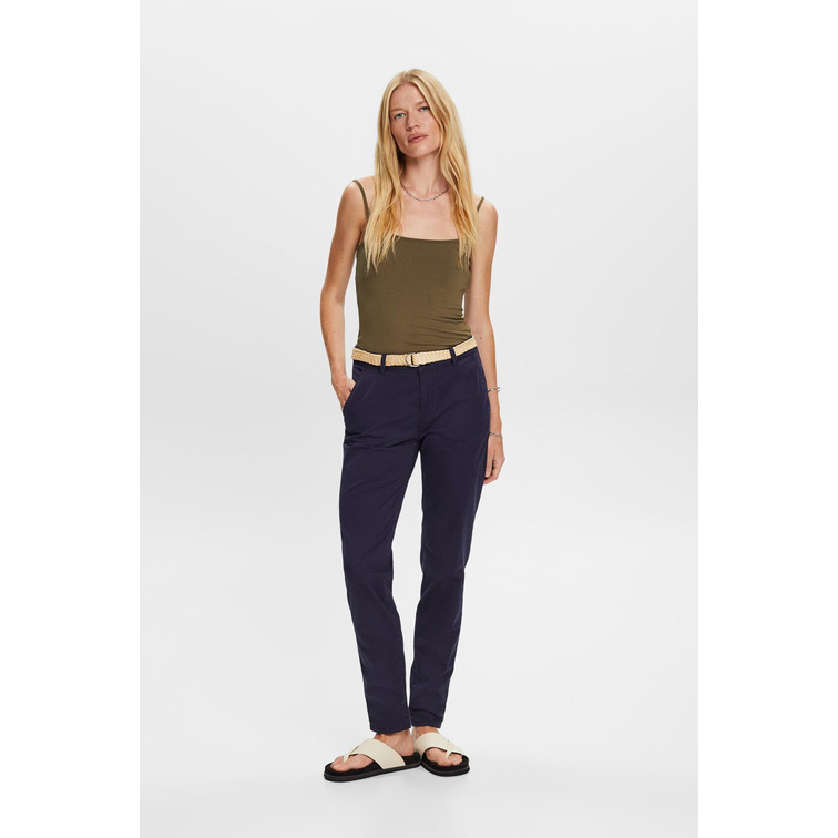 PANTALÓN CHINO CROPPED CON CINTURÓN MUJER ESPRIT
