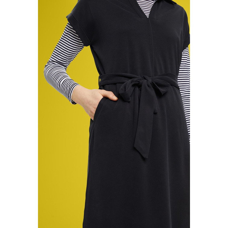 VESTIDO MIDI CON CUELLO EN PICO MUJER ESPRIT