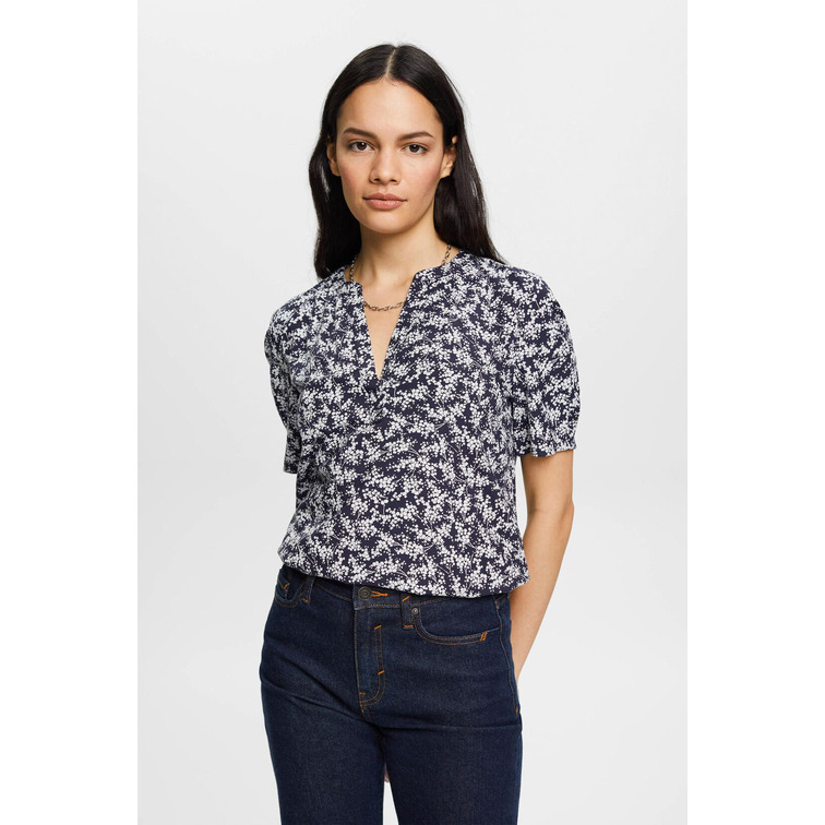 BLUSA ESTAMPADA DE CUELLO EN PICO MUJER ESPRIT