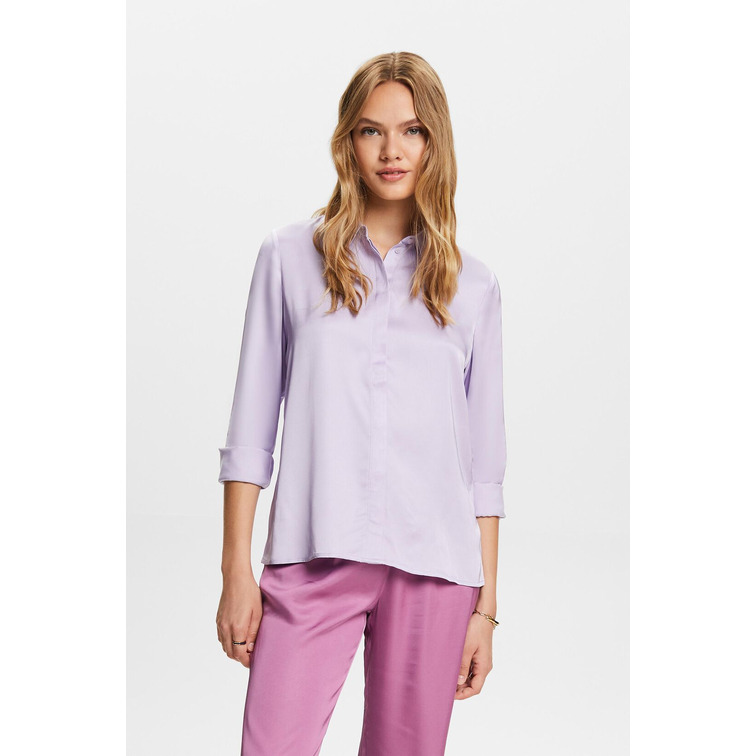 BLUSA DE MANGA LARGA EN TEJIDO SATÉN MUJER ESPRIT