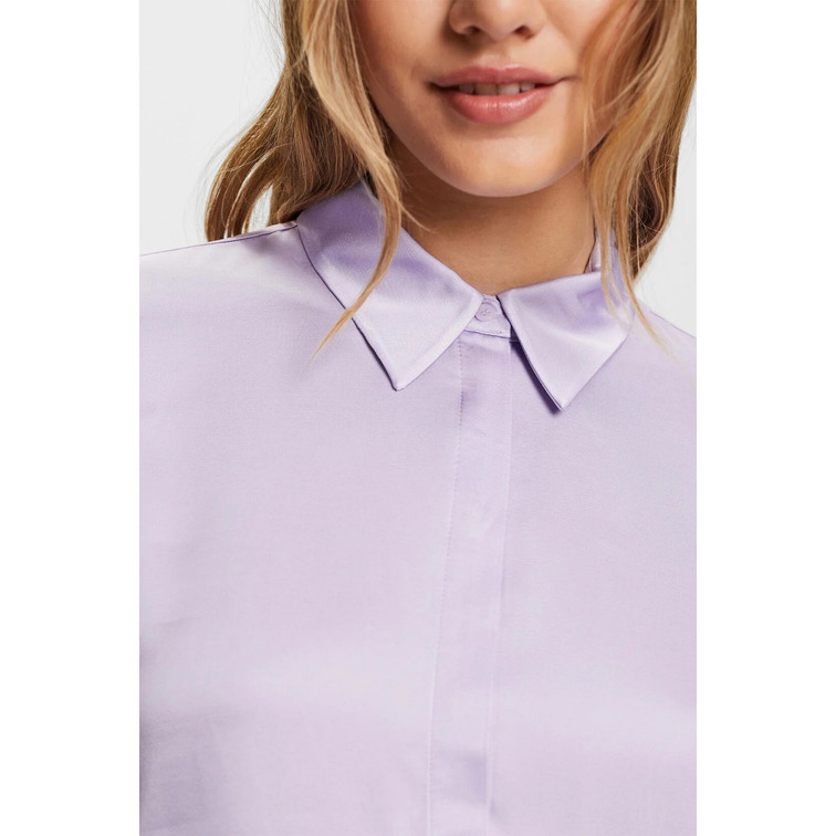 BLUSA DE MANGA LARGA EN TEJIDO SATÉN MUJER ESPRIT