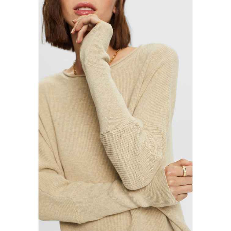 JERSEY CON MANGAS MURCIÉLAGO EN PUNTO ACANALADO MUJER ESPRIT