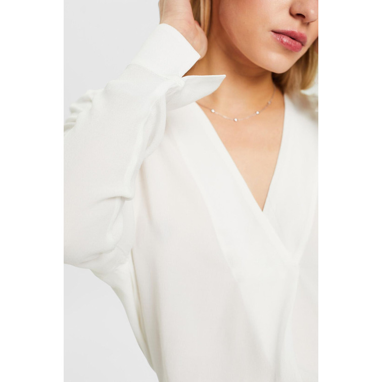 BLUSA DE CREPÉ MUJER ESPRIT CON CUELLO V