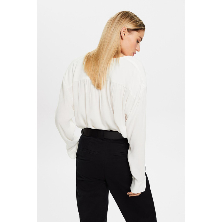 BLUSA DE CREPÉ MUJER ESPRIT CON CUELLO V