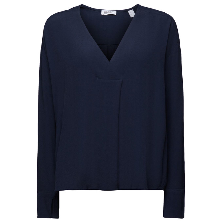 BLUSA DE CREPÉ MUJER ESPRIT CON CUELLO V