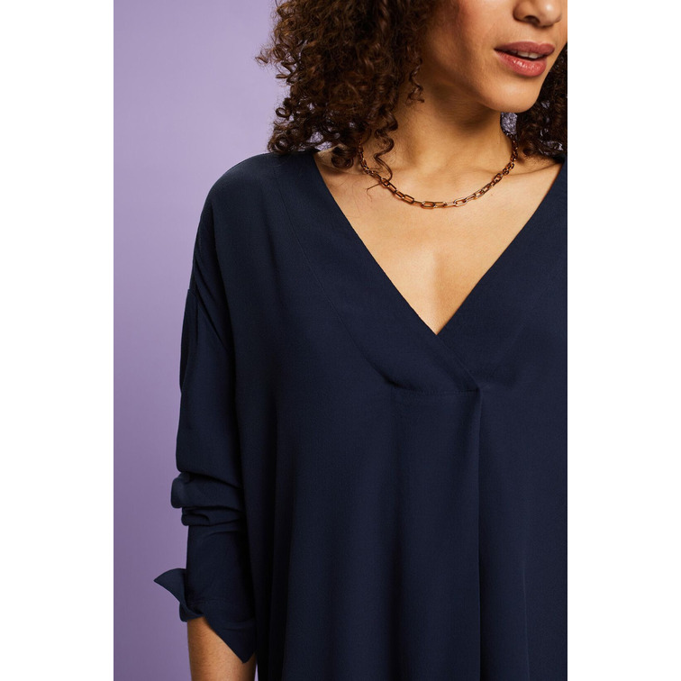 BLUSA DE CREPÉ MUJER ESPRIT CON CUELLO V
