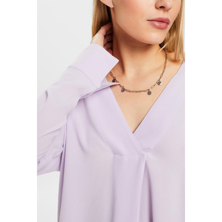 BLUSA DE CREPÉ MUJER ESPRIT CON CUELLO V