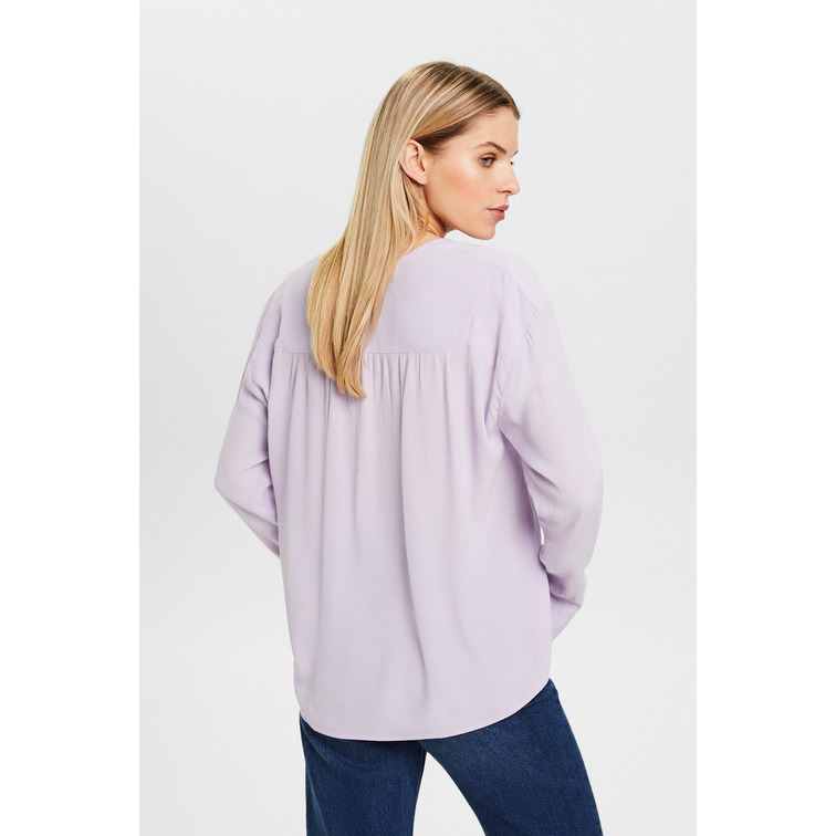 BLUSA DE CREPÉ MUJER ESPRIT CON CUELLO V