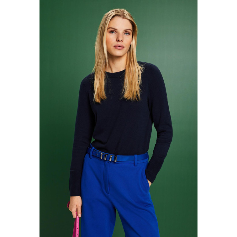 JERSEY DE ALGODÓN CON CUELLO REDONDO MUJER ESPRIT