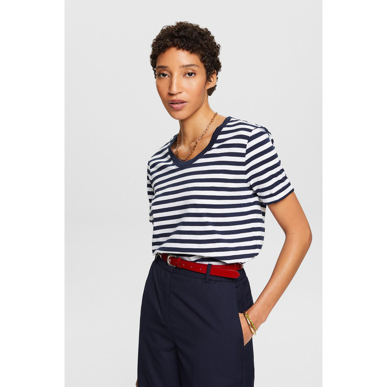 CAMISETA FLAMEADA CON CUELLO REDONDO MUJER ESPRIT
